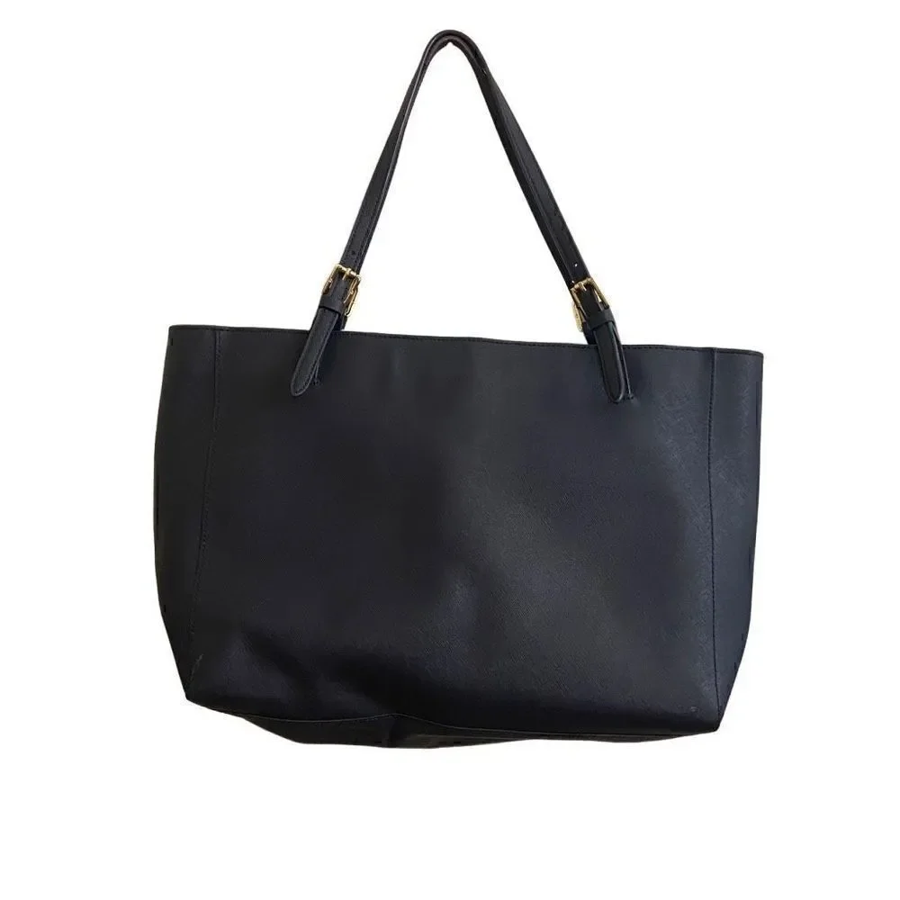 Tory Burch York Buckle Tote Saffiano Leather Navy Blue